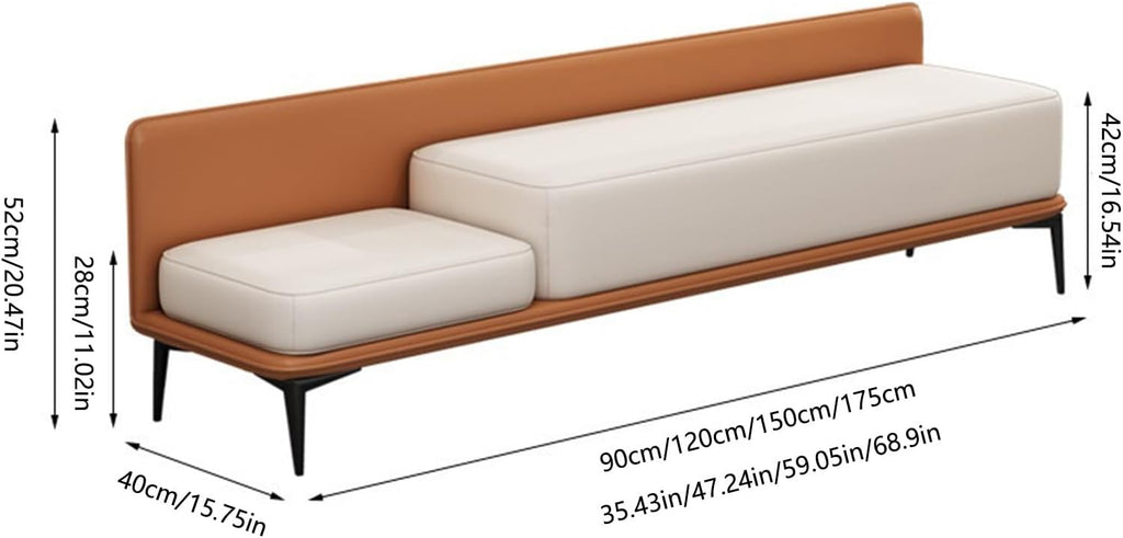 Modern End of Bed Bench Foot of Entryway Storage Ottoman Leather Entryway(Gris,90 * 40 * 52cm)