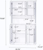 LUMISOL 71" Kitchen Pantry Storage Cabinet with Microwave Oven Countertop, Freestanding Hutch Cabinet with Adjustable Shelves, 6 Doors and 1 Drawer, White