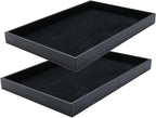 Black Velvet Stackable Jewelry Tray Showcase Display Stackable Necklace Bracelet Ring Showcase Display Empty Plate (2 Pack)