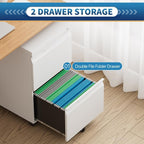 2 Drawer File Cabinet with Lock,Filing Cabinet for Home Office,Small Rolling for Legal/Letter/A4 File,Mobile Cabinets on Wheels Under Desk -White