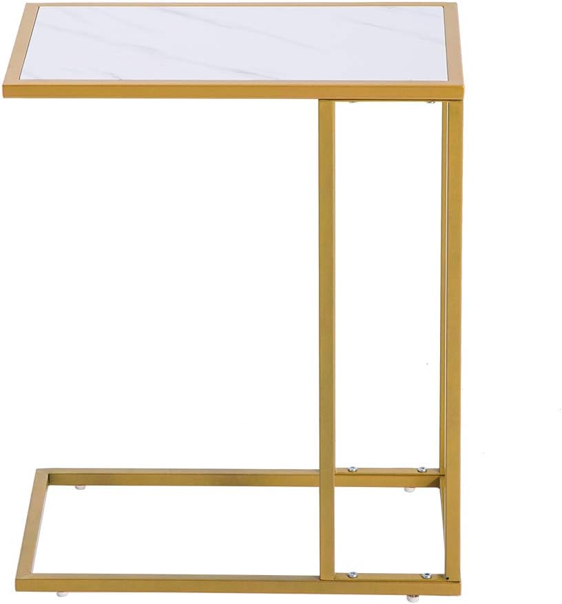 End Table,C Shaped Side Table for Couch,Sofa Table with Metal Frame,Overbed Table for Coffee Drink Snack,Couch Tray Table for Small Spaces,Living Room,Bedroom