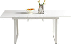 Extendable Dining Table for 4-6 People,70.86''Modern Space-Saving Kitchen Table with Metal Legs,Foldable Rectangular Conference Table for Living Room & Kitchen Meetings(White)