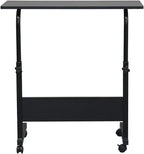 Side Table,Computer Desk with Wheels,Height Adjustable Rolling Potable Laptop Cart,C-Shaped Bed Couch End Tables with Baffle for Livingroom Bedroom (L)