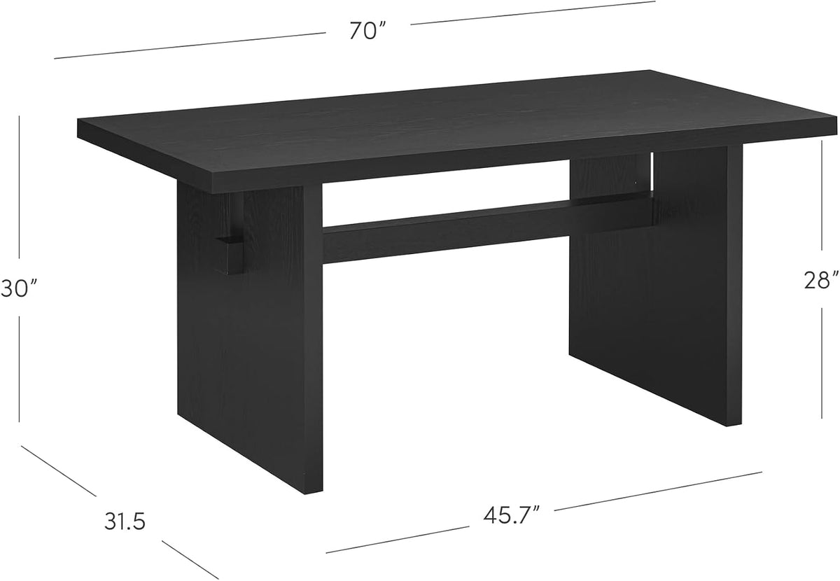 Nathan James Briggs Modern Dining Table for 6, Small Rectangle, 6-Person Black, Solid Wood in Black Oak