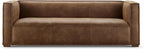 CHERS 83.3" Mid Century Modern Sofa, Luxury French Mixed Fabric Couch with Tight Back, Square Armrest Lounge Sofas for Living Room, Apartment, Bedroom, Office, Chestnut