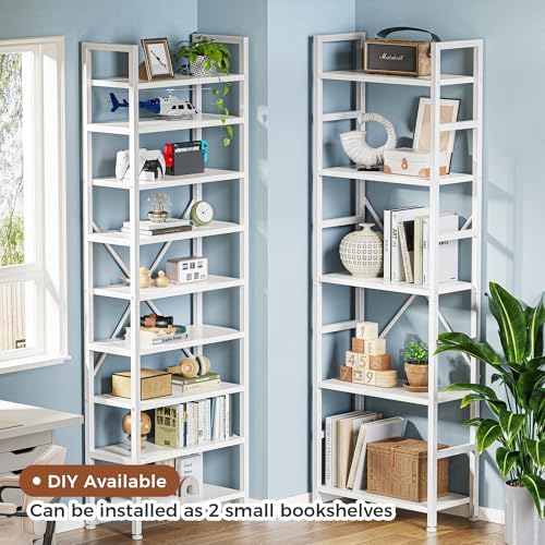 SUPERJARE Triple Bookshelf, Bookcase with 14 Open Display Shelves, Wide Book Shelf Book Case for Home & Office, 5 Tier, White