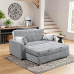 Serta Ainsley 66.5" Convertible Sleeper Loveseat, Full Size, Dreamcoil Comfort, Soft Woven Fabric, Light Grey