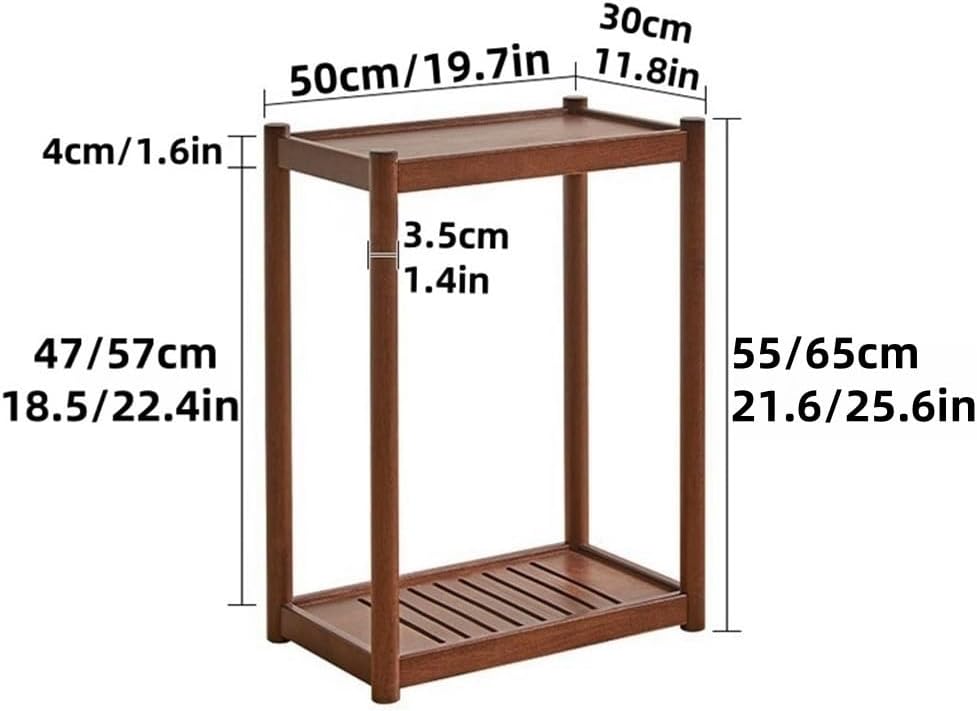 Rolling Wooden End Table with Wheels, Multifunctional 2 Tier Storage Nightstand for Bedroom and Living Room, Perfect for Small Spaces