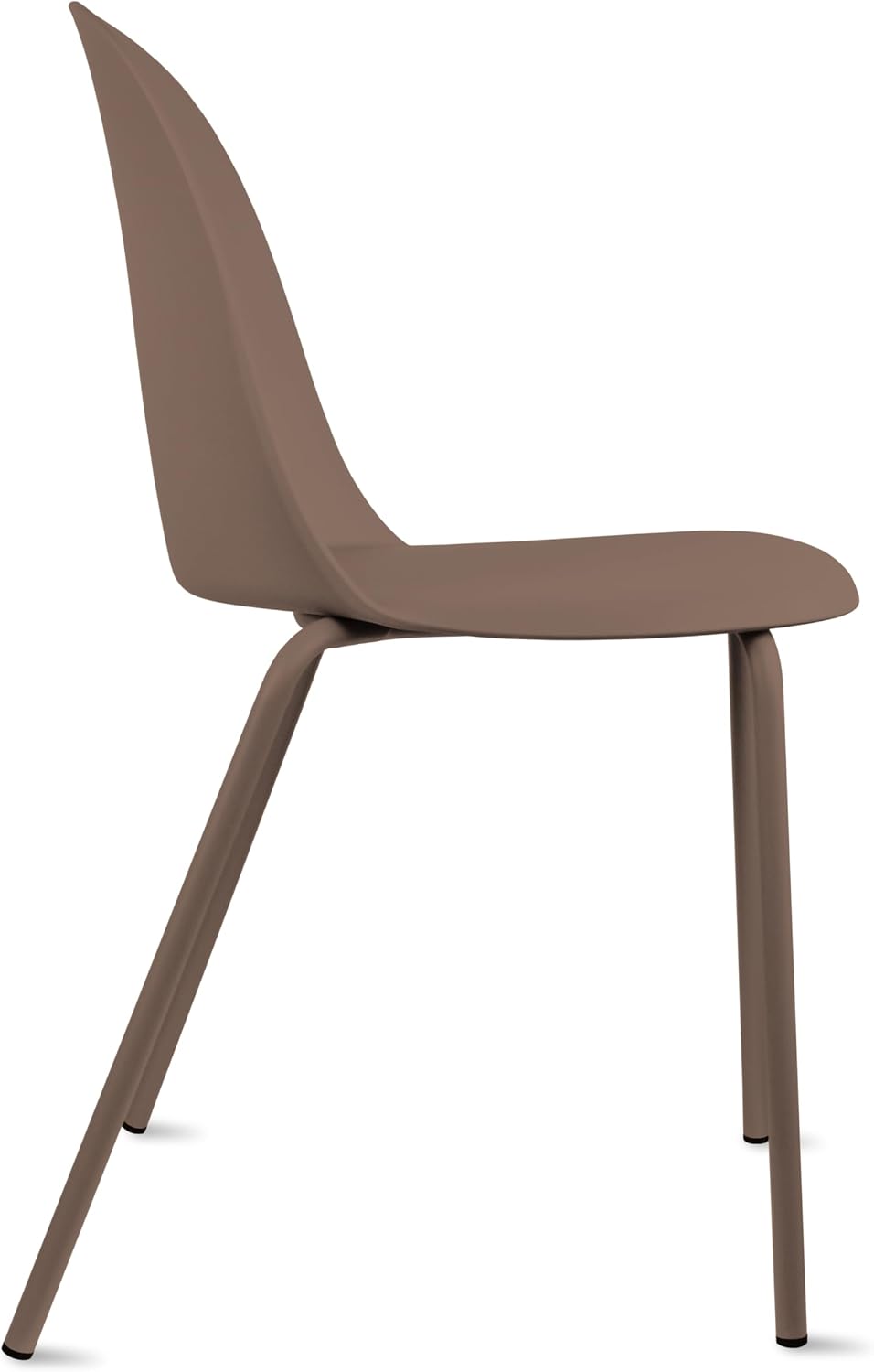 2xhome Set of 2 Modern Stackable Armless Dining Chairs | Plastic Shell Seat with Metal Legs | Indoor or Outdoor Use | Home Kitchen Patio, Brown