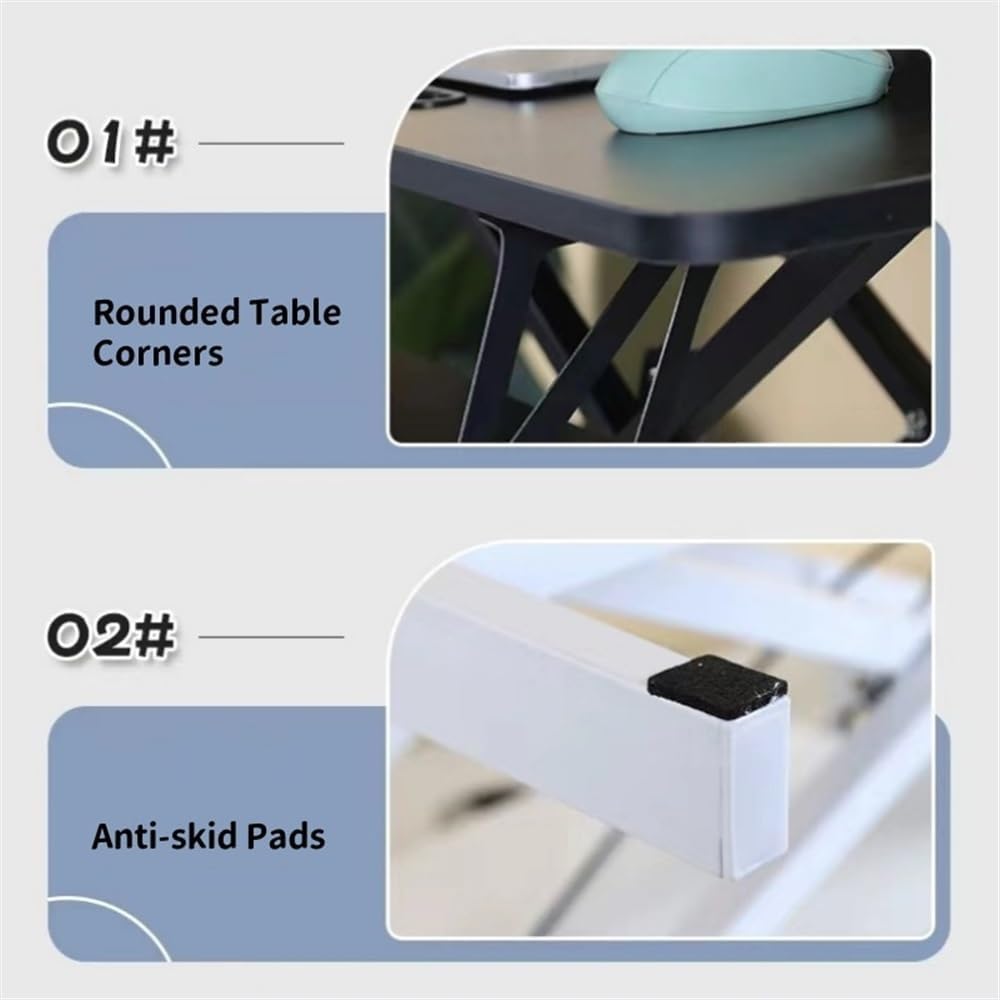 Tea Table, Standing Desk Converter Stand Desk with Keyboard Tray Height Adjustable Stand Up Desk Riser Suitable for Use in Laptops and Single Monitor Work Consoles Home Offices(Beige,25.6 * 15.7in)