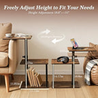 Faesun 360° Swivel Side Table for Height Adjustable, C Shaped End Table for Couch with Storage, 3-Tier Night Stand with Open Shelf, Tv Tray for Small Spaces, Living Room, Bedroom, Rustic Brown