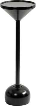 Kate and Laurel Frisk Modern Round Metal Drink Table, 8 x 8 x 23, Black, Metal Martini Table with Pedestal Design for Use as Small Indoor Plant Stand or Living Room Accent