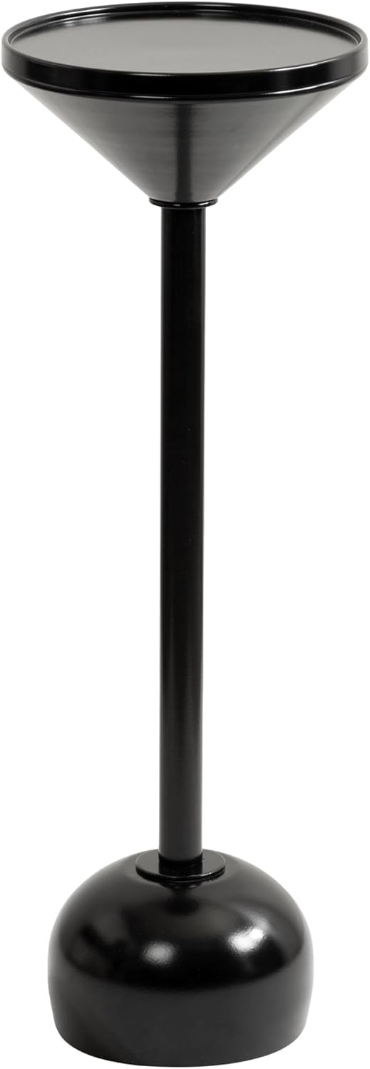 Kate and Laurel Frisk Modern Round Metal Drink Table, 8 x 8 x 23, Black, Metal Martini Table with Pedestal Design for Use as Small Indoor Plant Stand or Living Room Accent