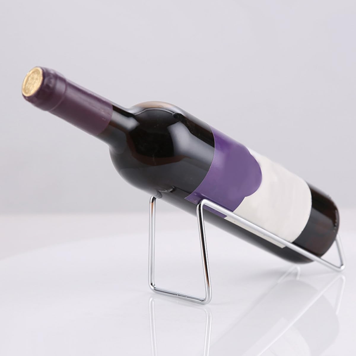 Wine Bottle Display Rack Iron Decorative Wine Storage Stand for Home Bar Kitchen Countertop, Sturdy Metal Construction with Elegant Design, 2 Pieces Set