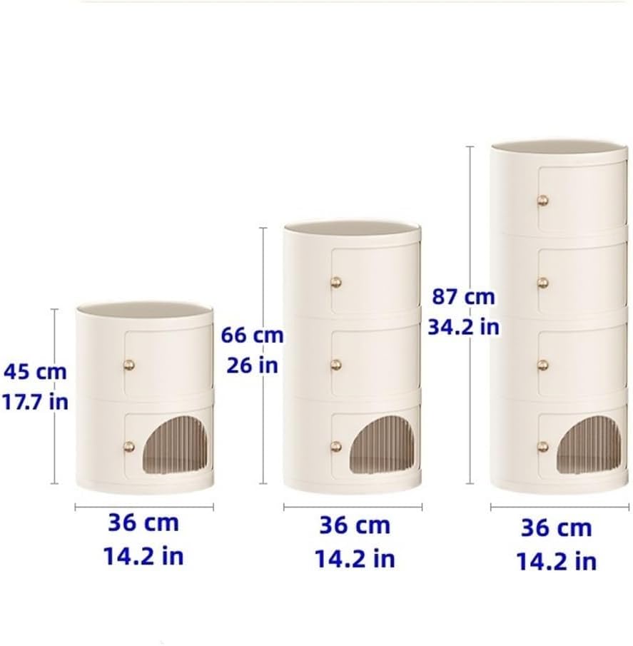 Round Storage Cabinet with Removable Transparent Panel ABS Plastic Nightstand with Handle and Fence Small Side Table All Occasion(Brown,87 cm)