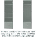 MAKLAINE Modern Contemporary Pantry Closet, 74" H x 22" W x 12.5" D, Wood/Metal Construction, Gray Finish, Modular Design with Adjustable Cabinet Shelves, Convertible Storage for Kitchen or Mudroom