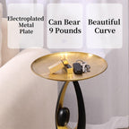 Side Table with Tray Top, Flower Stand, Round End Table, Decorative Accent Piece for Living Room, Home Decor, and Bedside Table(Black)