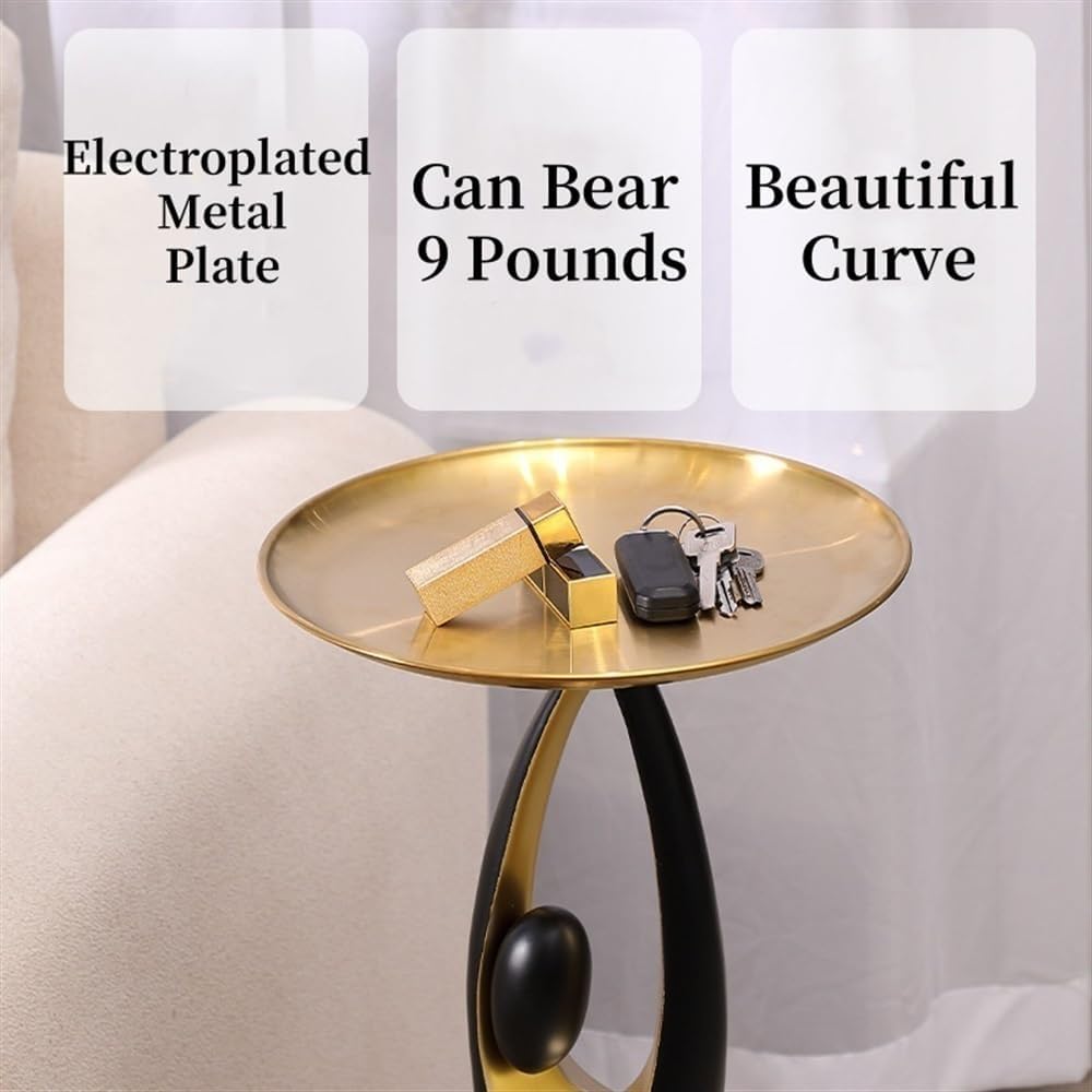 Side Table with Tray Top, Flower Stand, Round End Table, Decorative Accent Piece for Living Room, Home Decor, and Bedside Table(Black)