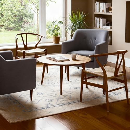Y Wishbone Chair, Solid Ash Wood Dining Chair (Walnut) | Handwoven Paper Cord Seat, 300 LBS Capacity, Non-Slip Felt Pads, Curved Armrests, Ergonomic Y Back, Fully Assembled