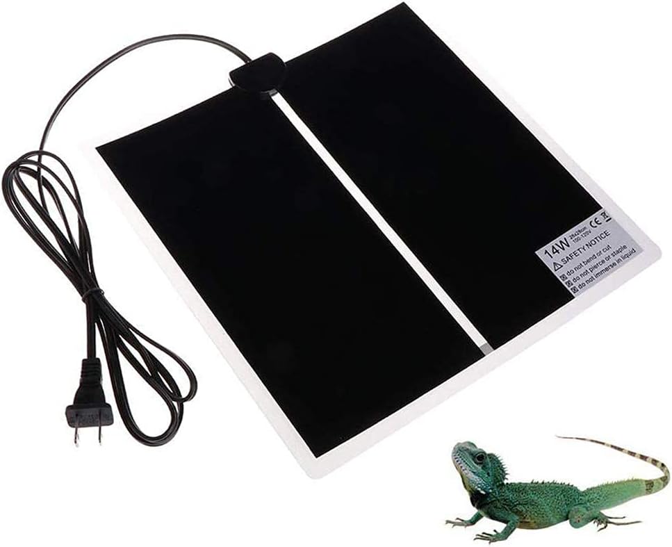 KABASI Reptile Heating Pad, 14W 11x11 inch Waterproof Reptile Heat Pad Under Tank Terrarium with Temperature Control, Safety Adjustable Reptile Heat Mat for Turtle, Tortoise, Snakes, Lizard, Gecko