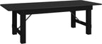 Flash Furniture Hercules Commercial Rectangular Farmhouse Folding Table, Antique Rustic Solid Pine Dining Room Table, Foldable Locking Legs, 8' x 40", Black Wash