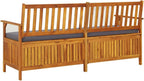 Storage Bench with Cushion 66.9" Solid Acacia Wood Outdoor Bench Seat Durable Patio Furniture for Garden Porch Front Porch Furniture