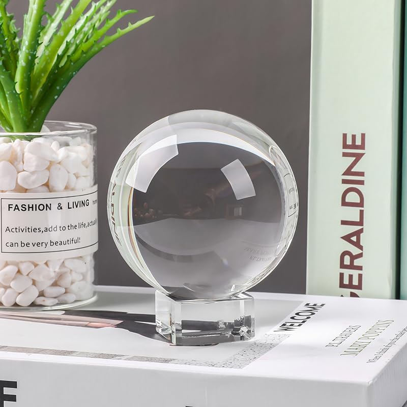 Small Clear Crystal Ball 60mm/2.3 inch for Fortune Teller Accessories,Halloween Decor,Magic,Feng Shui,Witchcraft,Scrying,Decorative Ball,Lensball Photography,Quartz Crystal Sphere Prop Glass Orb