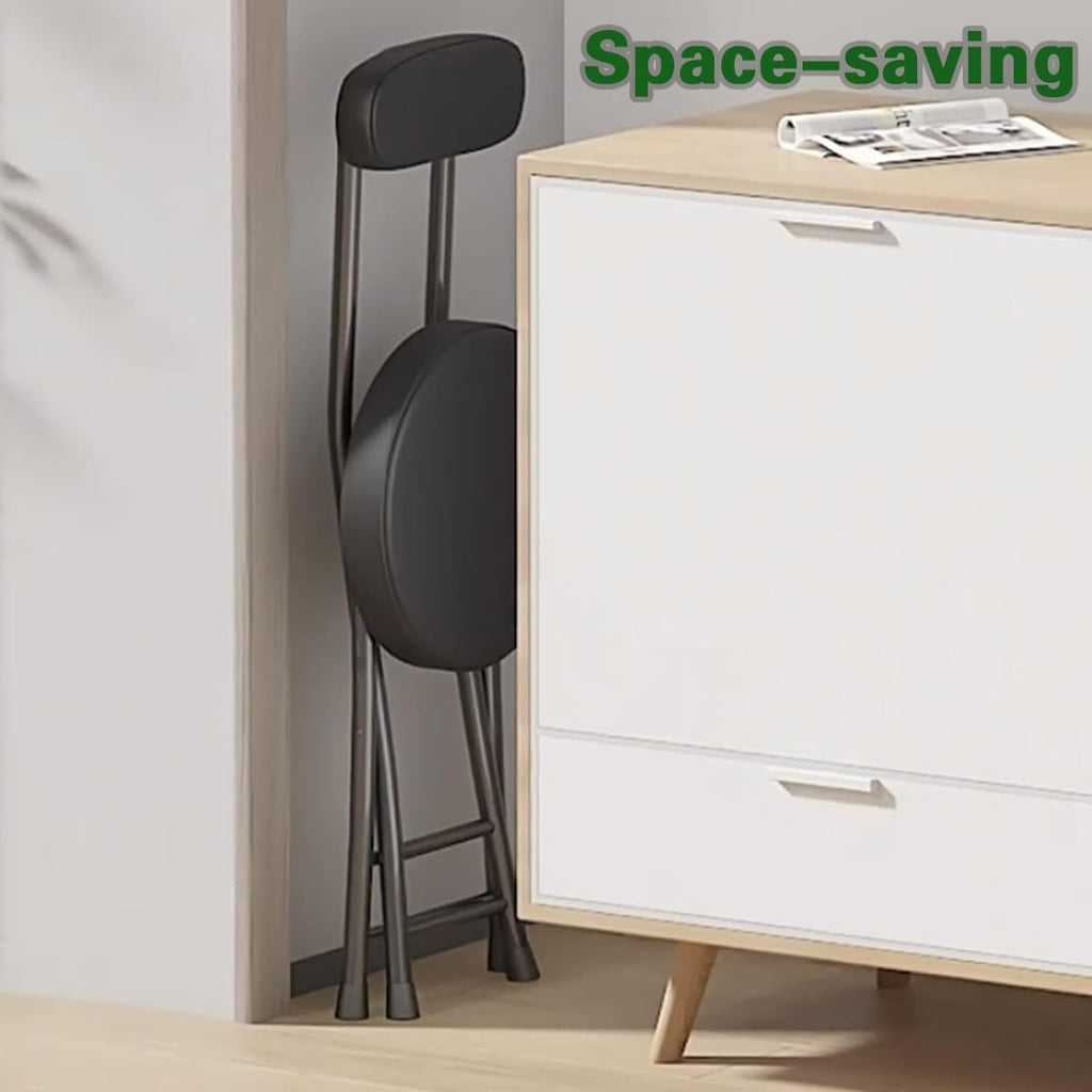 18inch Counter Height Folding Stools for Adults, Cushioned Padded Folding Bar Stool with Footrest & Backrest, Foldable Counter Stool Load Capacity 150kg/330lb, For Kitchen Garden Office ( Color : Brow