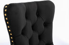 5 Piece Dining Table Set Rectanglar Glass Dining Set for 4 Modern Small Kitchen Table Set with 4 Upholstered Chairs for Apartment Dining Kitchen Room (Gold Table & Black Chair)