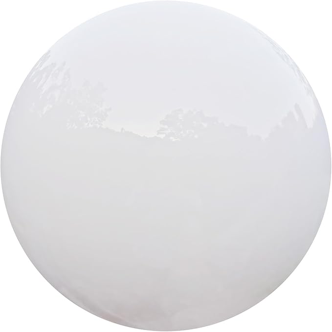 White Gazing Globe Mirror Ball in Stainless Steel, Shiny Hollow Sphere Sparkling Housewarming Outdoor Party Ornament (White, 8 inches)