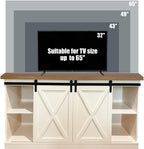 PHI VILLA Farmhouse Coffee Bar Cabinet, Barn Door Kitchen Storage Cabinet | White Farmhouse Coffee Bar Cabinet, Sliding Barn Door Kitchen Sideboard Buffet Storage Cabinet with Shelves for Living Room