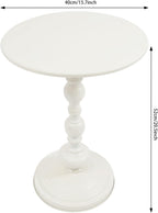 Small Round Side Table - Retro Metal Pedestal End Table for Living Room, Bedroom, Sofa & Small Spaces, 15.7'' ×20.5'' (White)