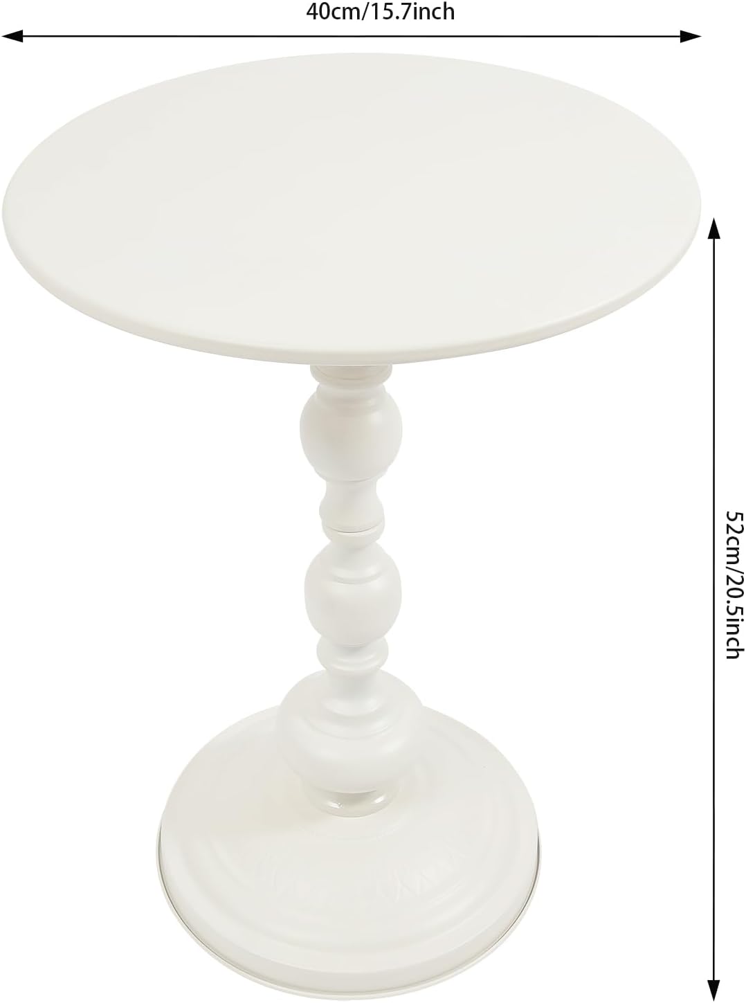Small Round Side Table - Retro Metal Pedestal End Table for Living Room, Bedroom, Sofa & Small Spaces, 15.7'' ×20.5'' (White)
