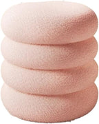 Soft Lamb Wool Ottoman Cream Vanity Stool for Girls' Makeup Bedroom Chair with Minimalist Design Round Pouf Ottoman,35x40cm Pink-One Size