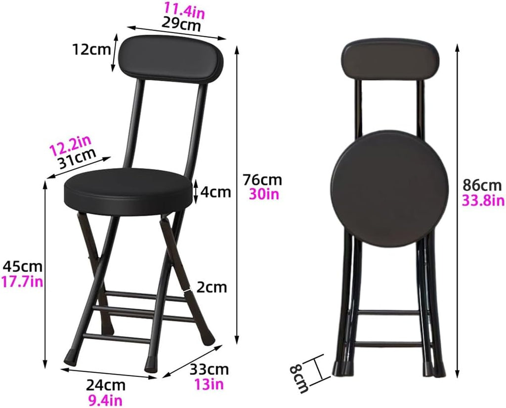 18inch Counter Height Folding Stools for Adults, Cushioned Padded Folding Bar Stool with Footrest & Backrest, Foldable Counter Stool Load Capacity 150kg/330lb, For Kitchen Garden Office ( Color : Brow