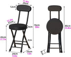 18inch Counter Height Folding Stools for Adults, Cushioned Padded Folding Bar Stool with Footrest & Backrest, Foldable Counter Stool Load Capacity 150kg/330lb, For Kitchen Garden Office ( Color : Brow