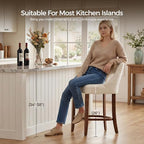 UVV Bar Stools Set of 4, Upholstered Counter Height Bar Stools, Modern Counter Stools with Wood Legs for Kitchen Island Dining Room Bar, Beige