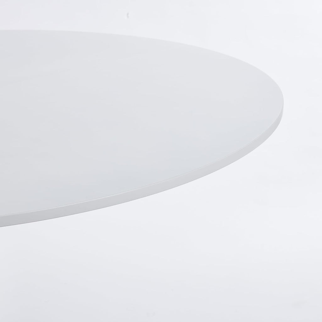 42.1" Round Dining Table Mid Century Modern Tulip Table Kitchen Dining Table for 4 People with MDF Tabletop & Pedestal Base for Coffee Office Living Room Dining Room (White)