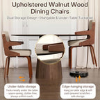 Dining Chairs Set of 4,Mid Century Modern Kitchen Chair with Hanging Arm | Set of 4 Dining Chairs, Mid Century Modern Faux Leather Upholstered Kitchen Chair, Walnut Legs Back for Dining Room Living