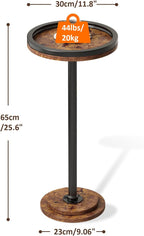LINGMI Small Side Table, Round Martini Drink Table for Small Spaces, Modern Accent Stand with Solid Metal Leg, Nightstand with Weighted Base Pedestal for Living Room, Bedroom and Office