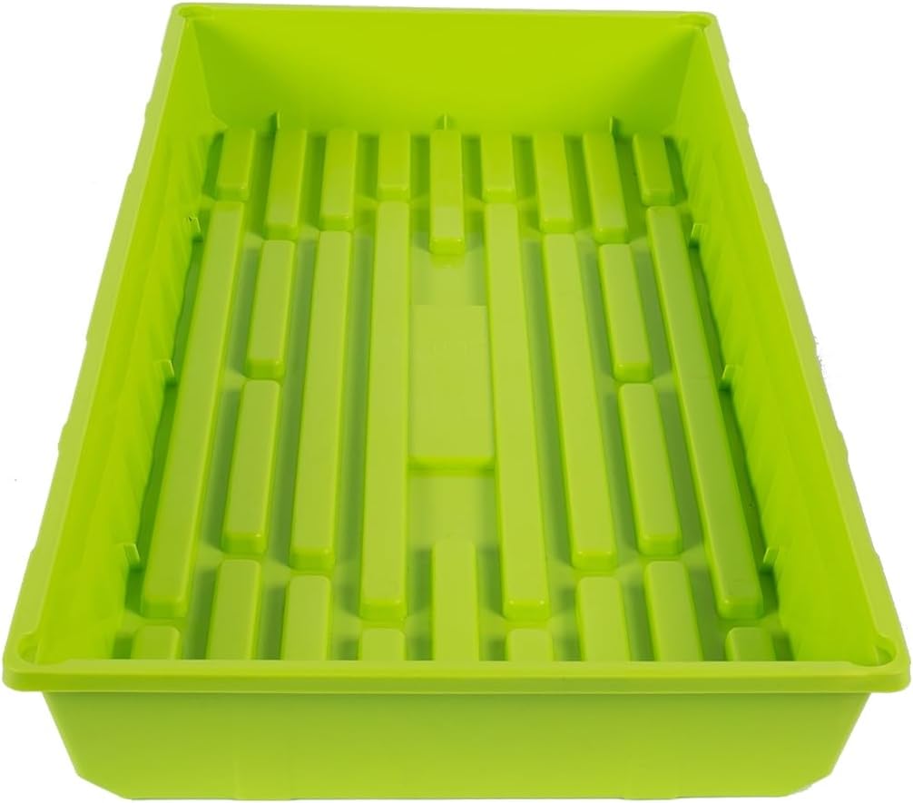SUNPACK 10" x 20" Mega Plastic Seed Starting Tray, Lime Green, 2.5" (Pack of 30) - No Drainage Holes, Ideal for Greenhouses or Indoor Gardening - Made of Thick, Strong Plastic