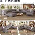 Cloud Sectional Couches for Living Room,Modular Sectional Sofa,Grey | Extra Deep 9 Seater,Oversized Couches With 2 Ottoman,Solid Wood Leg,Large Sofa for Big Space,Office,Apartmen