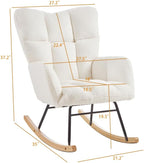 Glider Chair for Living Room Tufted Upholstered Teddy Fabric Rocking Chair with Metal Frame Accent Chair (Ivory)