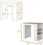 Kitchen Island with 3-Side Shelf and Counter Height Table Top | 3-side shelf design with counter-height table top for kitchen use