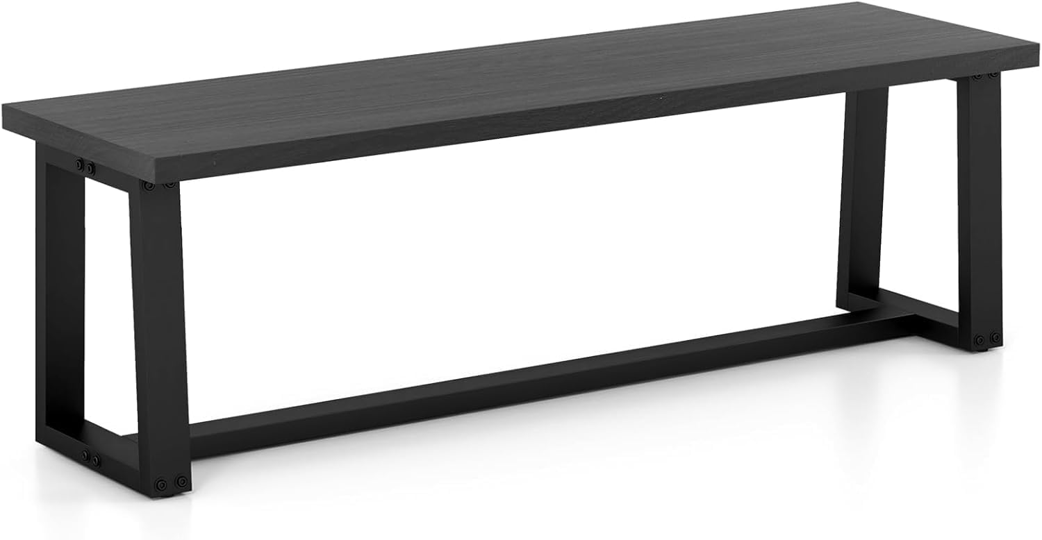 NAFORT Dining Bench, Solid Wood Entryway Bench, Heavy-Duty Outdoor Bench, Modern Dining Table Bench, Bedroom Bench, Living Room Bench, Waterproof Surface, Easy Assembly, Black