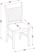 East West Furniture NFC-MAH-W Norfolk Dining Room Chairs - Slat Back Solid Wood Seat Chairs, Set of 2, Mahogany