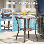 Belord Patio Wicker Chairs Swivel Rocker,Outdoor Patio Furniture Set with Rattan Side Table, All Weather Conversation Set for Porch Poolside Balcony, Brown Wicker/Blue