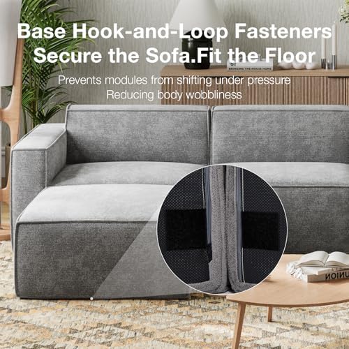 Novilla 109" Modular Sectional Sofa, No Assembly Cloud Sectional Couch with Smarts Coil® Support, Chenille Fabric L Shape Couch for Living Room Apartment, Dark Gray(R-Arm 4 Seat w/ 1 Ottoman)