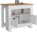 Kitchen Island Two Door Cabinet and Shelf in Multicolor | Includes two cabinet doors and a shelf for storage