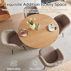 NORDICANA 5-Piece Wooden Round Dining Room Table and Chair Set, 47-Inch Kitchen Table with Barrel Chairs for 4, Brown Upholstered Sherpa Dining Set, MDF Core with Oak Finish